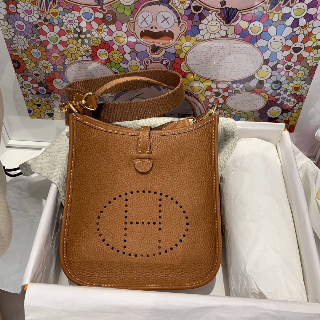 에르메스 미니 에블린16 골드브라운 금장 끌레망스 가죽